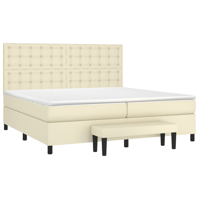 Boxspringbett mit Matratze Creme 200x200 cm Kunstleder