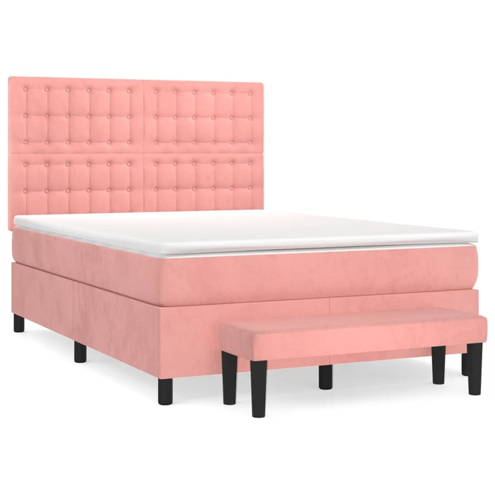 Boxspringbett mit Matratze Rosa 140x200 cm Samt