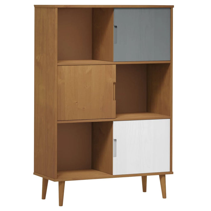 Bookcase MOLDE brown 90x35x133.5 cm solid pine wood