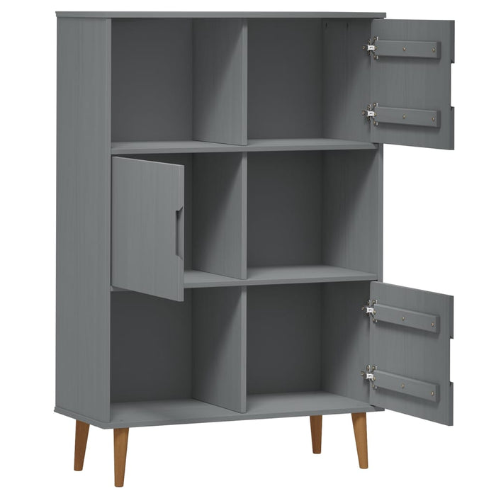 Bookcase MOLDE gray 90x35x133.5 cm solid pine wood