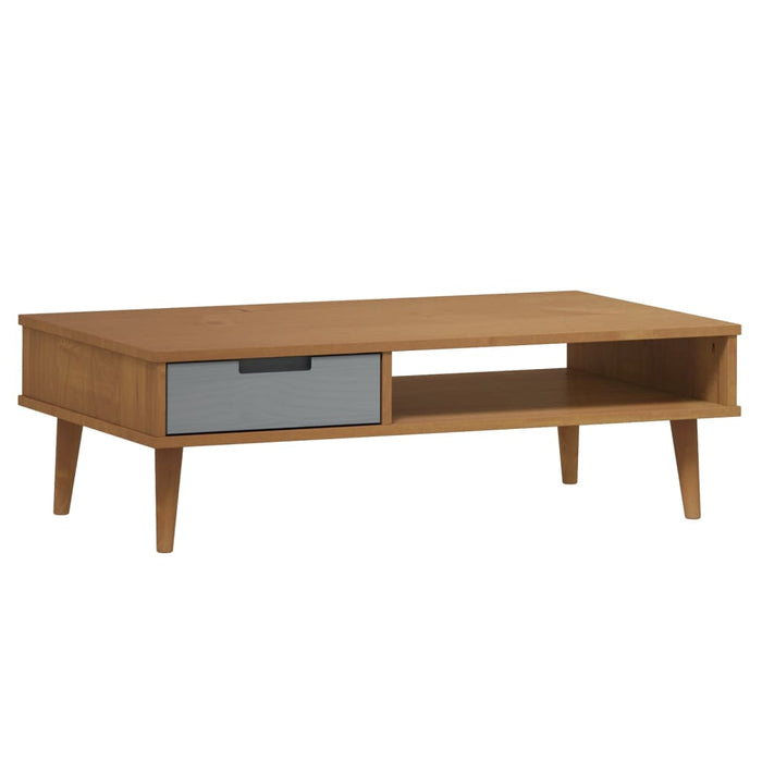 Couchtisch MOLDE Braun 100x55x31 cm Massivholz Kiefer