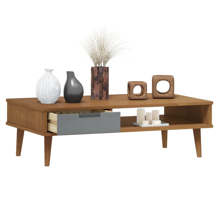 Couchtisch MOLDE Braun 100x55x31 cm Massivholz Kiefer
