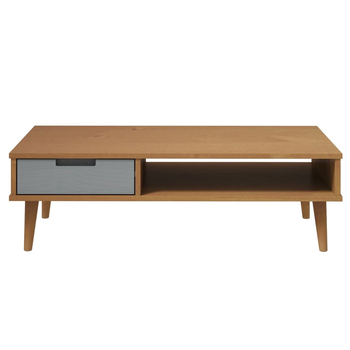 Couchtisch MOLDE Braun 100x55x31 cm Massivholz Kiefer