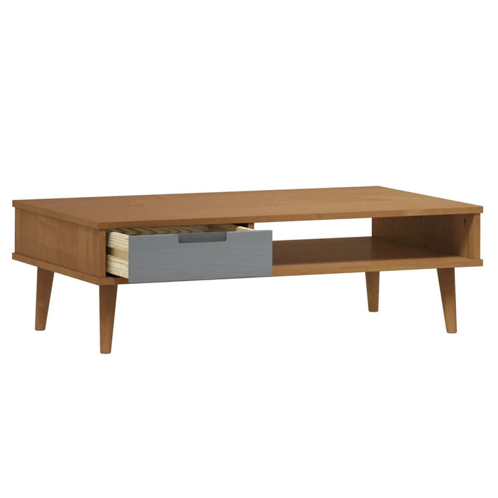 Couchtisch MOLDE Braun 100x55x31 cm Massivholz Kiefer