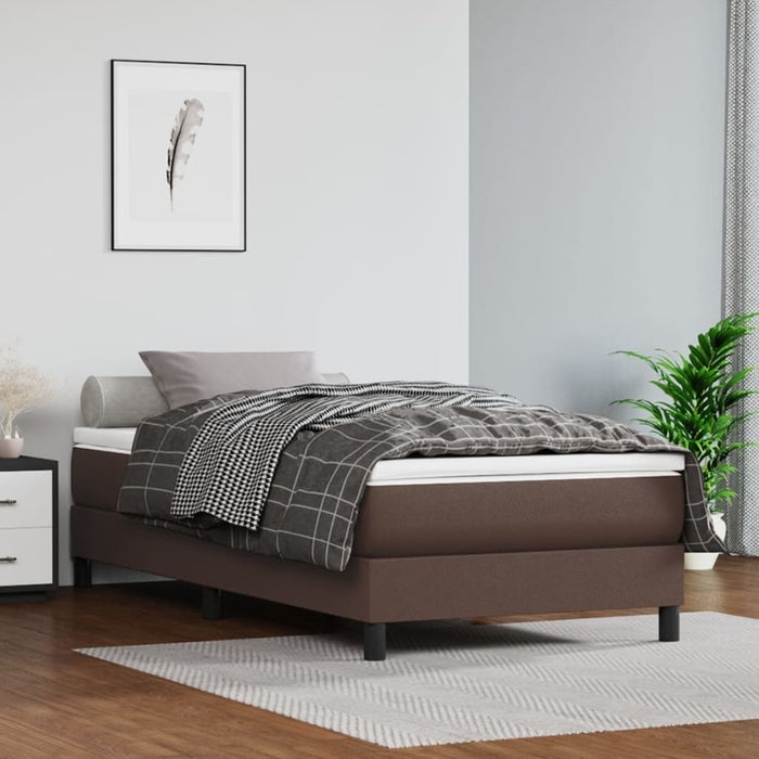 Boxspringbett mit Matratze Braun 80x200 cm Kunstleder