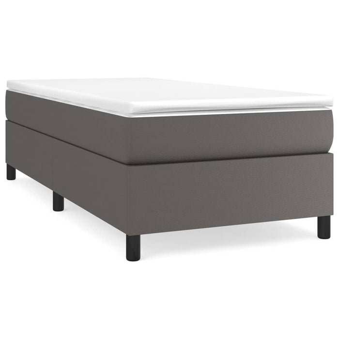 Box spring bed with mattress gray 100x200 cm faux leather