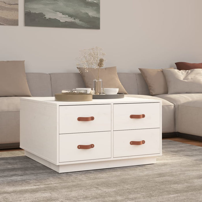 Coffee table white 80x80x45 cm solid pine wood