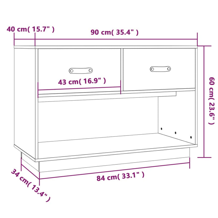 TV-Schrank Weiß 90x40x60 cm Massivholz Kiefer