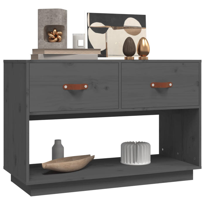 TV-Schrank Grau 90x40x60 cm Massivholz Kiefer