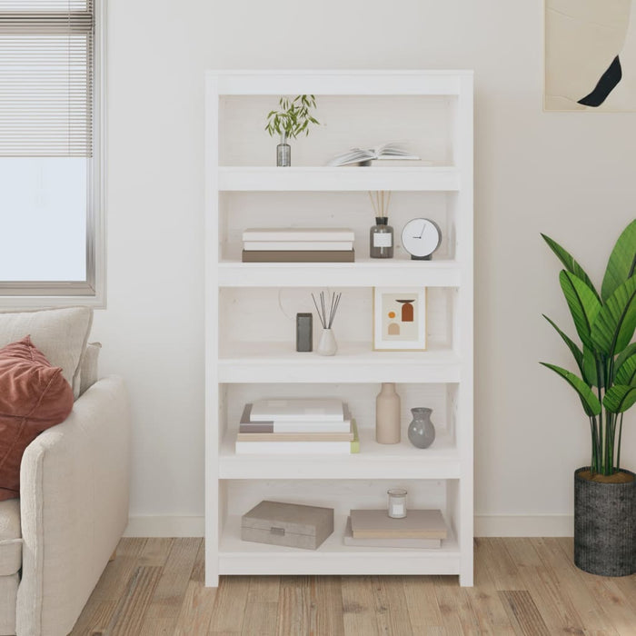 Bookcase white 80x35x154 cm solid pine wood