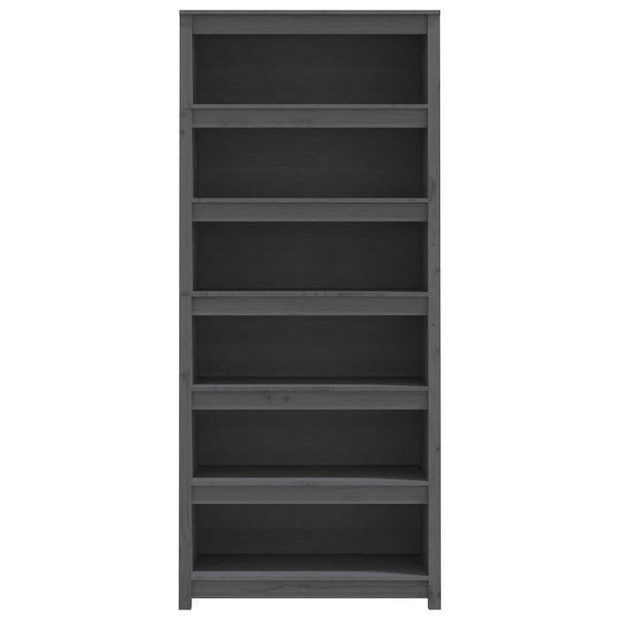 Bücherregal Grau 80x35x183 cm Massivholz Kiefer