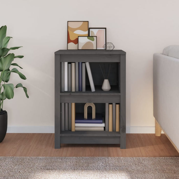 Bookcase gray 50x35x68 cm solid pine wood