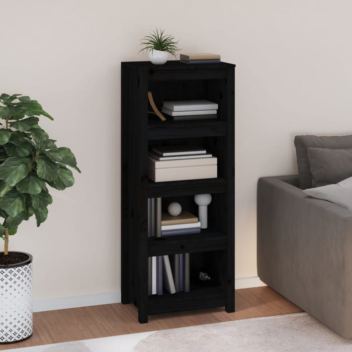 Bookcase Black 50x35x125.5 cm Solid Pine Wood