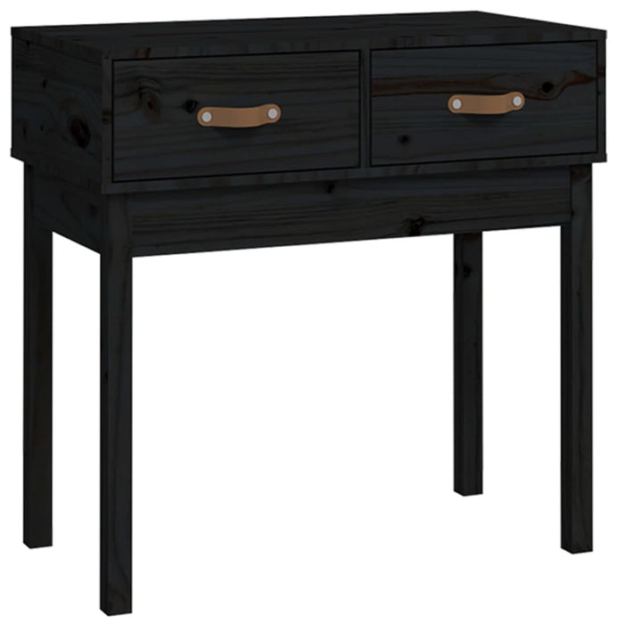 Console table black 76.5x40x75 cm solid pine wood