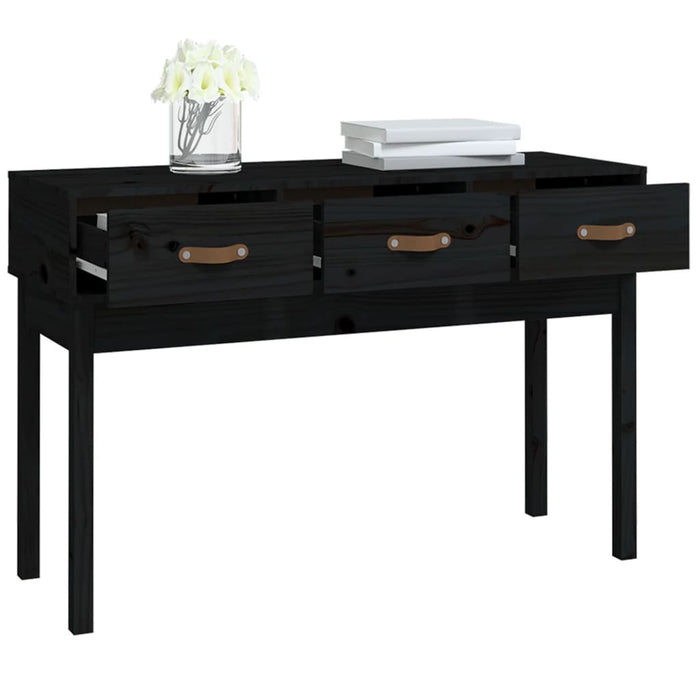 Console table black 114x40x75 cm solid pine wood