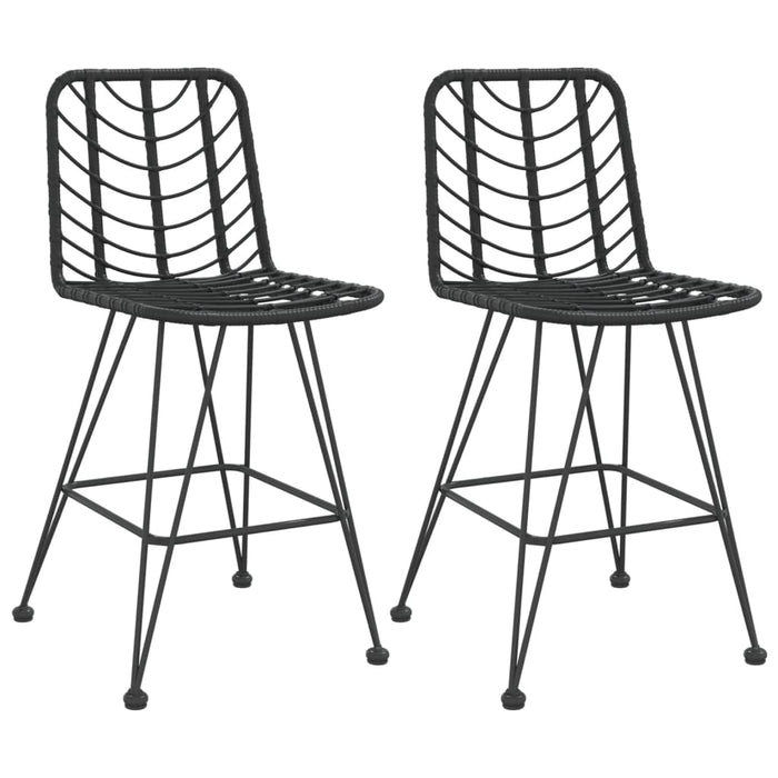 Barhocker 2 Stk. Schwarz 45x56x103,5 cm PE-Rattan und Stahl