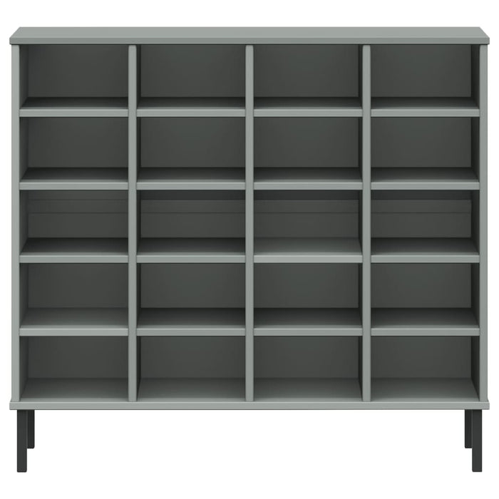 Schuhregal OSLO mit Metallbeinen Grau 95x35x87 cm Massivholz