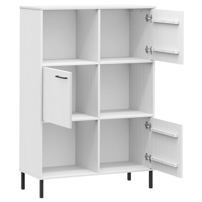 Bücherregal OSLO mit Metallbeinen Weiß 90x35x128,5cm Massivholz