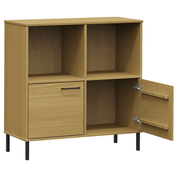 OSLO bookcase with metal legs brown 90x35x90.5cm solid wood