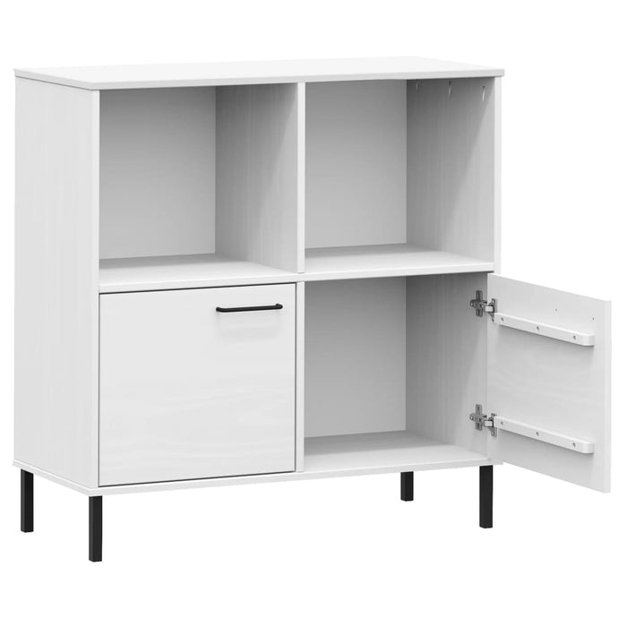 Bücherregal OSLO mit Metallbeinen Weiß 90x35x90,5 cm Massivholz