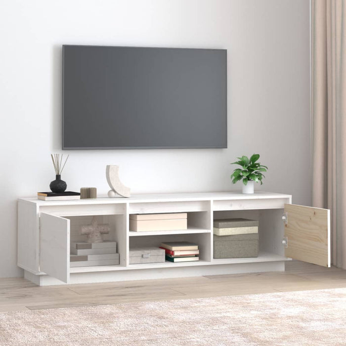 TV-Schrank Weiß 140x35x40 cm Massivholz Kiefer