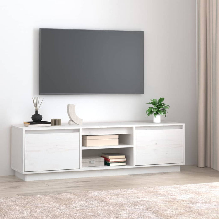 TV-Schrank Weiß 140x35x40 cm Massivholz Kiefer