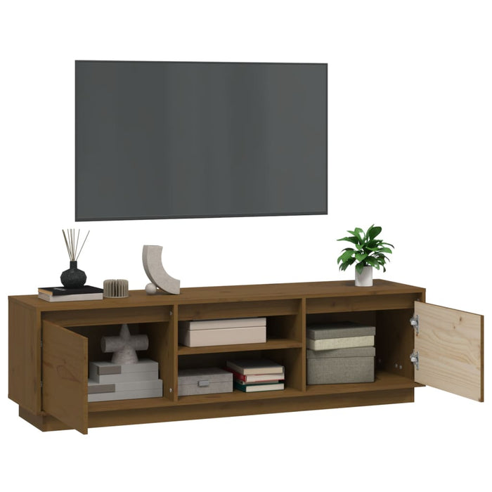 TV cabinet honey brown 140x35x40 cm solid pine wood
