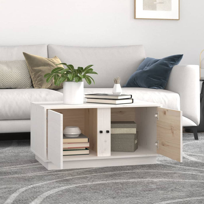 Coffee table white 80x50x40 cm solid pine wood