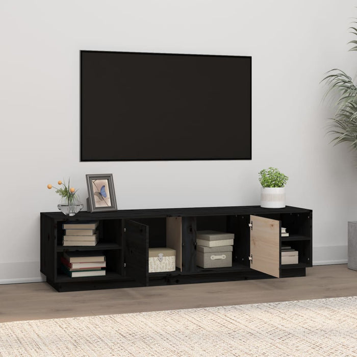 TV cabinet black 156x40x40 cm solid pine wood