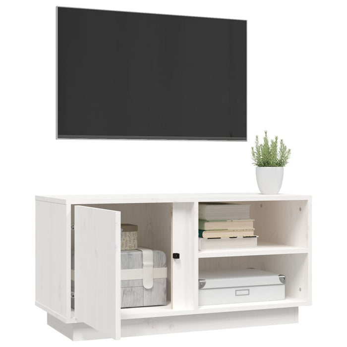 TV cabinet white 80x35x40.5 cm solid pine wood