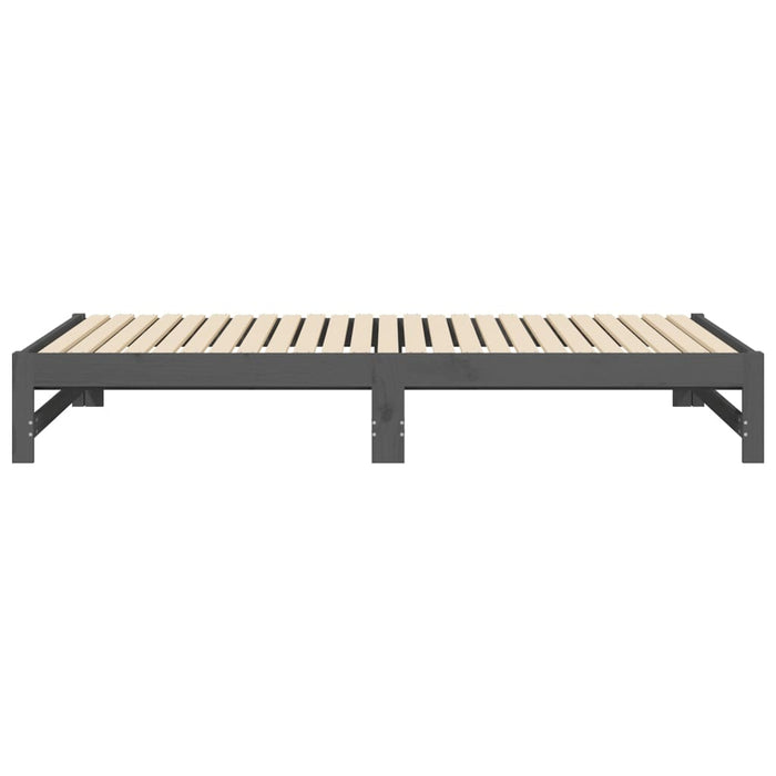 Tagesbett Ausziehbar Grau 2x(80x200) cm Massivholz Kiefer