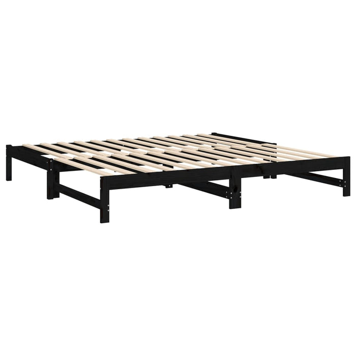 Tagesbett Ausziehbar Schwarz 2x(80x200) cm Massivholz Kiefer