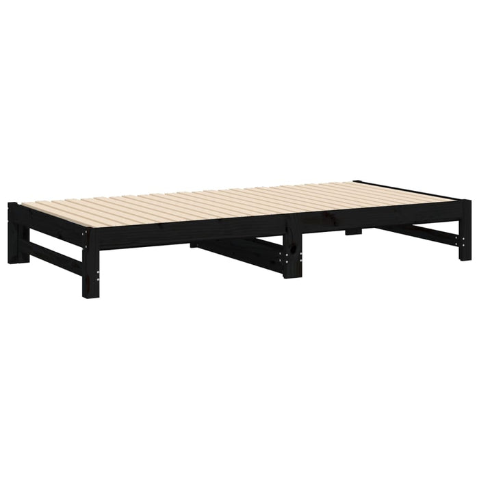 Tagesbett Ausziehbar Schwarz 2x(80x200) cm Massivholz Kiefer