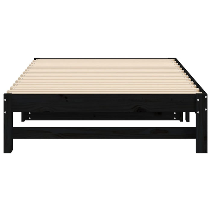 Tagesbett Ausziehbar Schwarz 2x(80x200) cm Massivholz Kiefer