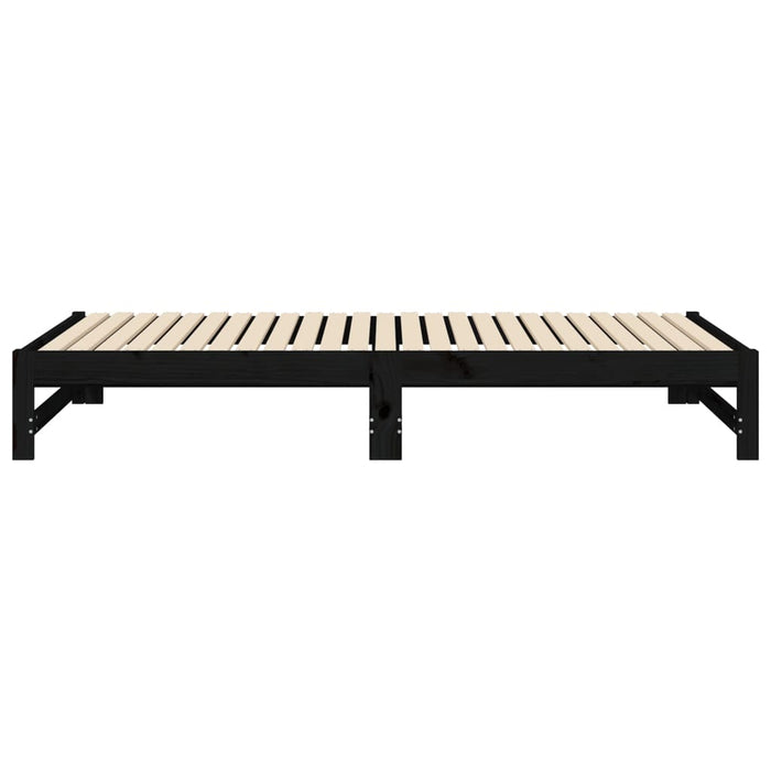 Tagesbett Ausziehbar Schwarz 2x(80x200) cm Massivholz Kiefer