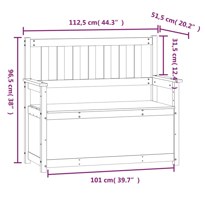Sitzbank Grau 112,5x51,5x96,5 cm Massivholz Kiefer