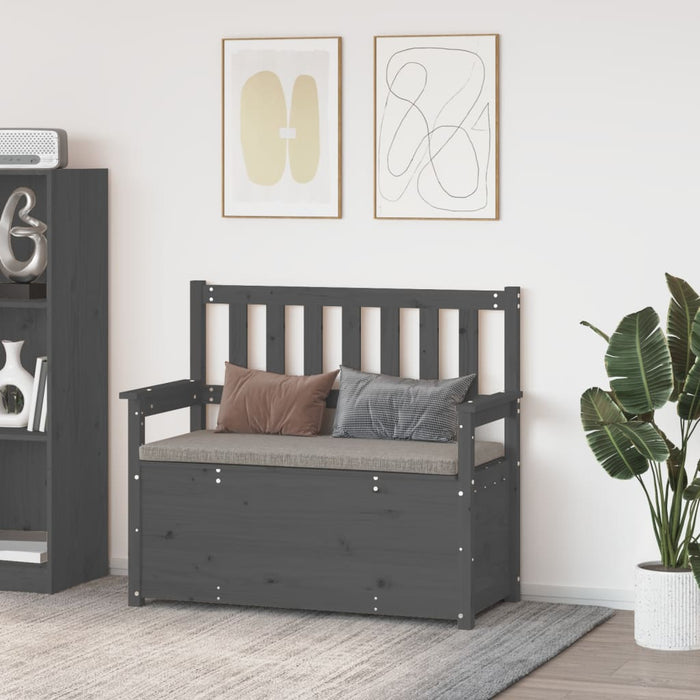 Sitzbank Grau 112,5x51,5x96,5 cm Massivholz Kiefer