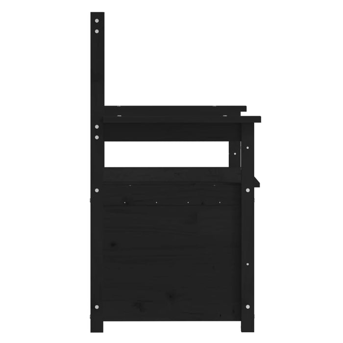 Sitzbank Schwarz 112,5x51,5x96,5 cm Massivholz Kiefer