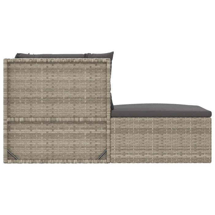 5-tlg. Garten-Lounge-Set mit Kissen Grau Poly Rattan