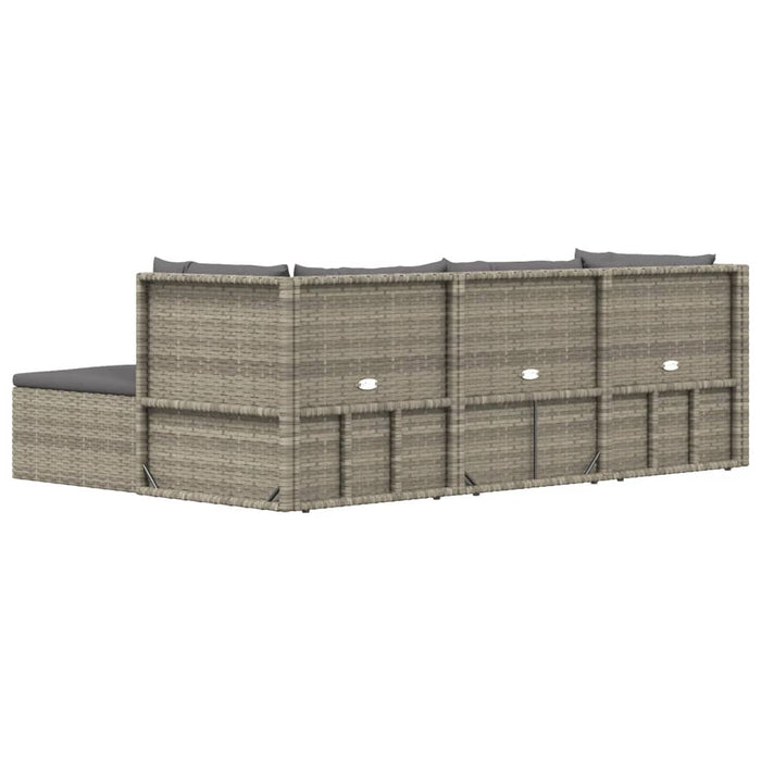 4-tlg. Garten-Lounge-Set mit Kissen Grau Poly Rattan