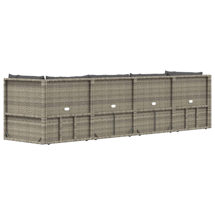5-tlg. Garten-Lounge-Set mit Kissen Grau Poly Rattan