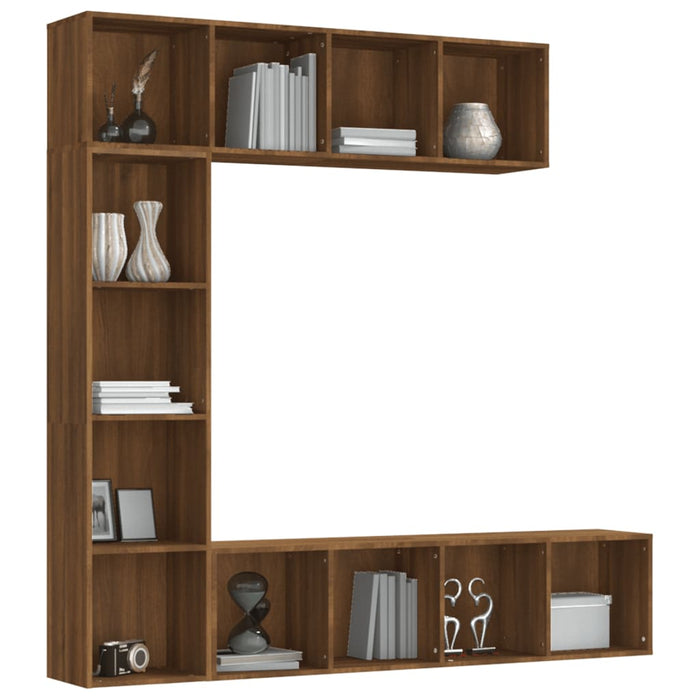 3 pcs. Bookshelf/TV cabinet set brown oak look