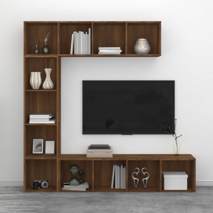 3 pcs. Bookshelf/TV cabinet set brown oak look