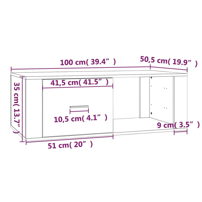 Couchtisch Hochglanz-Weiß 100x50,5x35 cm Holzwerkstoff