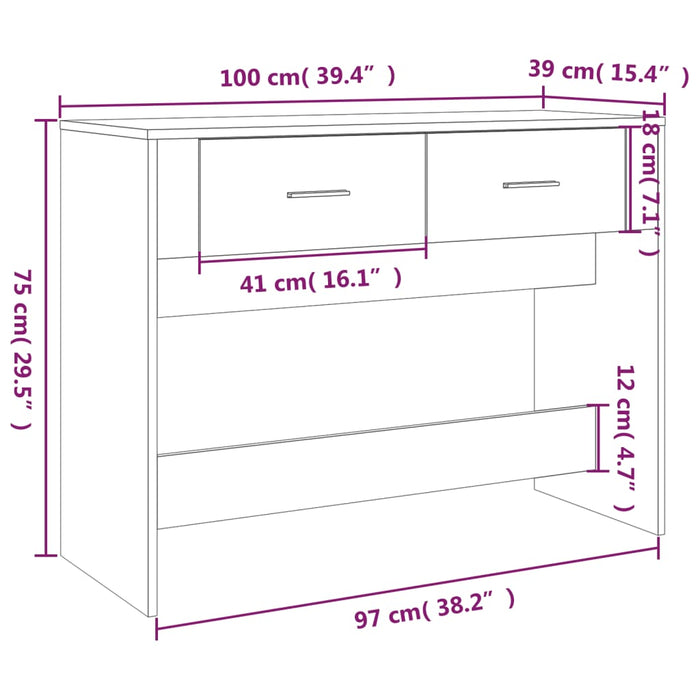 Konsolentisch Hochglanz-Weiß 100x39x75 cm Holzwerkstoff