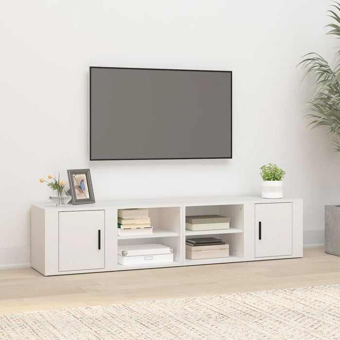 TV cabinets 2 pcs. White 80x31.5x36 cm made of wood