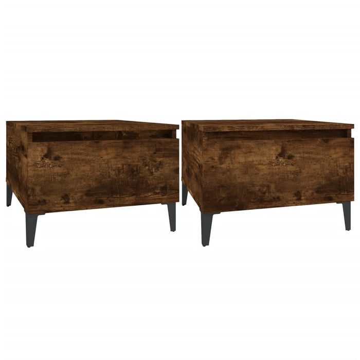 Side tables 2 pieces smoked oak 50x46x35 cm wood material