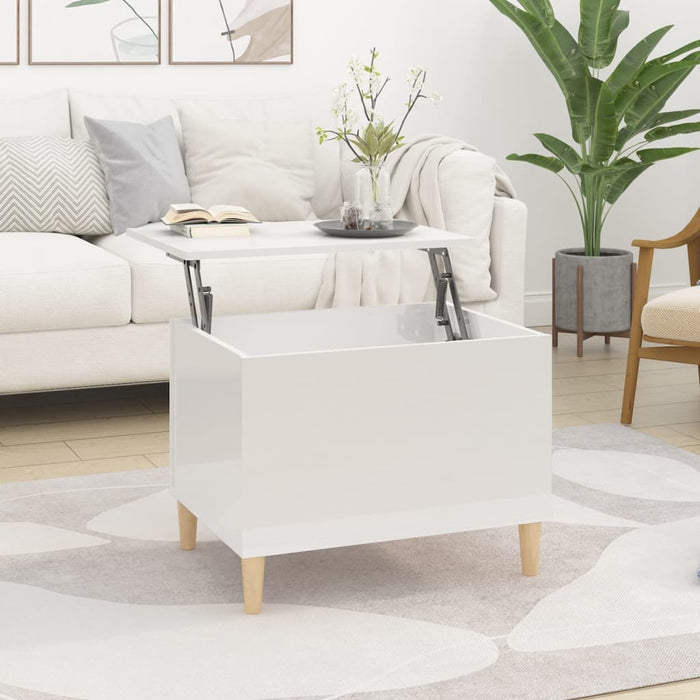 Coffee table high-gloss white 60x44.5x45 cm made of wood