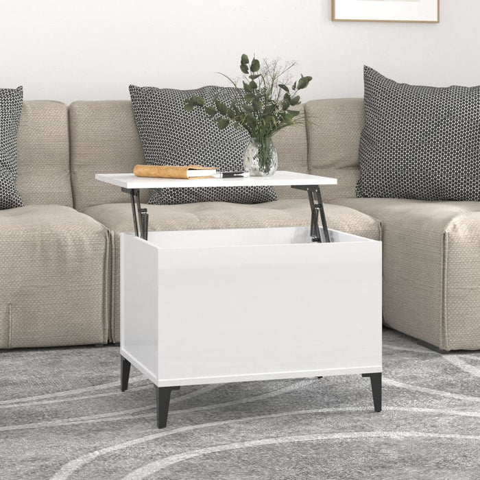Coffee table high-gloss white 60x44.5x45 cm made of wood