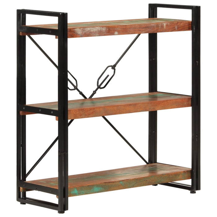 Bookcase 3 compartments 77x30x80cm Recycled solid wood and iron